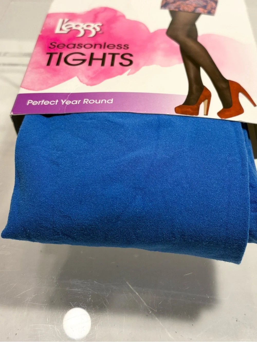 L’eggs Control Top Royal Blue Seasonless Tights Size Large